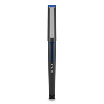 TRU RED™ Roller Ball Pen, Stick, Fine 0.5 Mm Needle Tip, Blue Ink, Black Barrel, Dozen freeshipping - TVN Wholesale